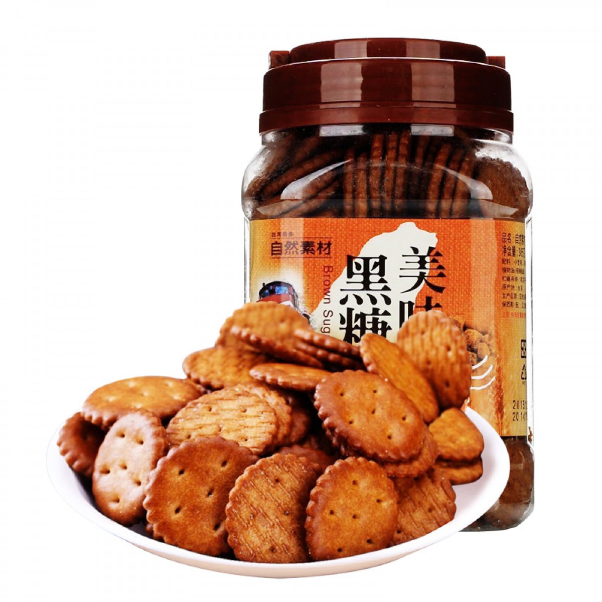Taiwan imported natural material caramel and black sugar biscuit breakfast substitute biscuit office snack 365g