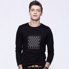Mark Warfari Long Sleeve T-shirt Men's Round Neck Style Korean Embroidery Cotton 2017 Spring New Trend t 7002 3D Embroid