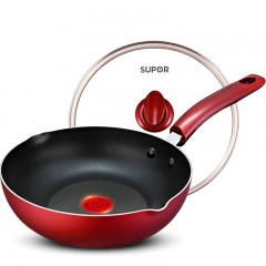 SUPOR red hot spot near no oil smoke non stick pan wok domestic wok pan pan with electromagnetic stove