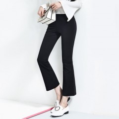 Yiyang Women's Trousers Spring Suit New Korean version Leisure Pants Women's Nine Pants Black Elastic Microphone Pants S